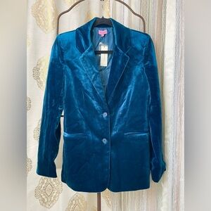 Francesca’s Teal Blue Velvet Blazer